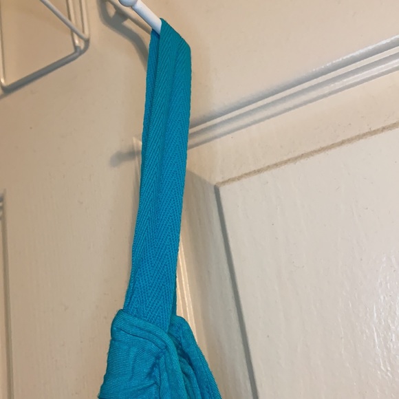 Blue Knit Gathered Bust Maxi Dress - Picture 11 of 11